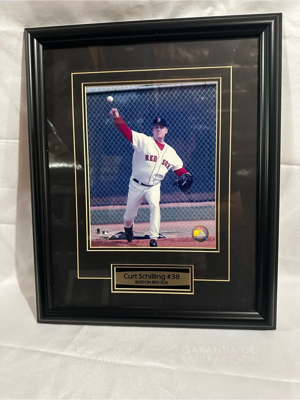 Curt Schilling #38 Boston Red Sox Framed Wall Art - 18x15 w/frame.Black and Gold